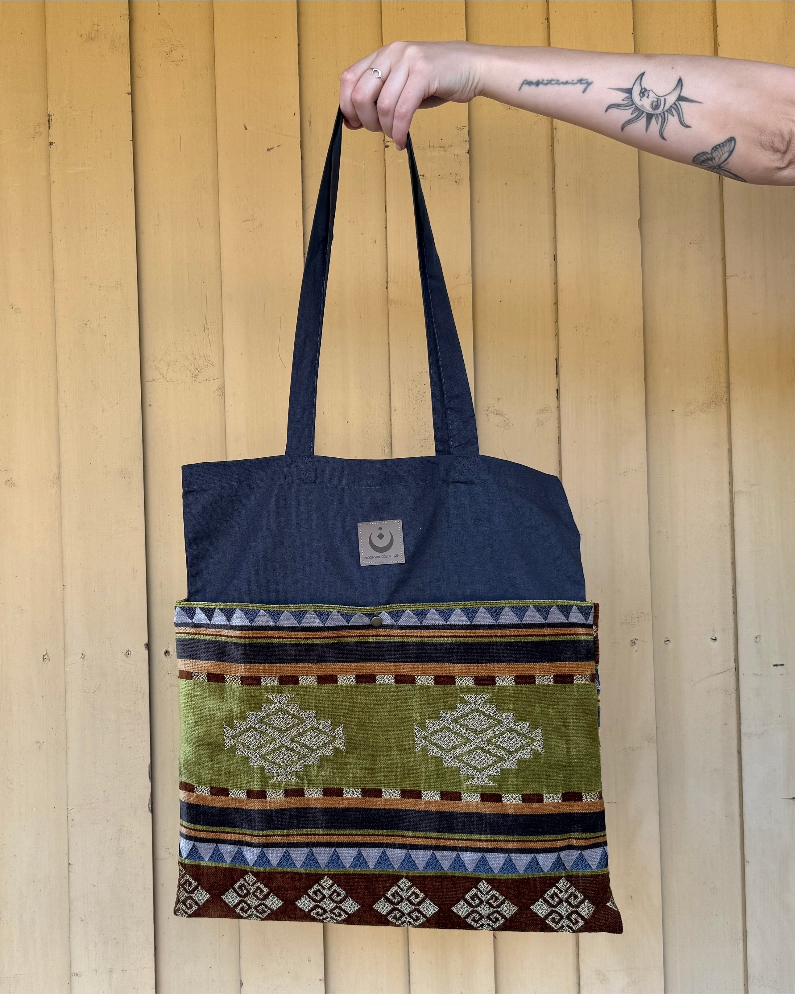 Tragetasche Jutebeutel mit Seitentaschen Boho