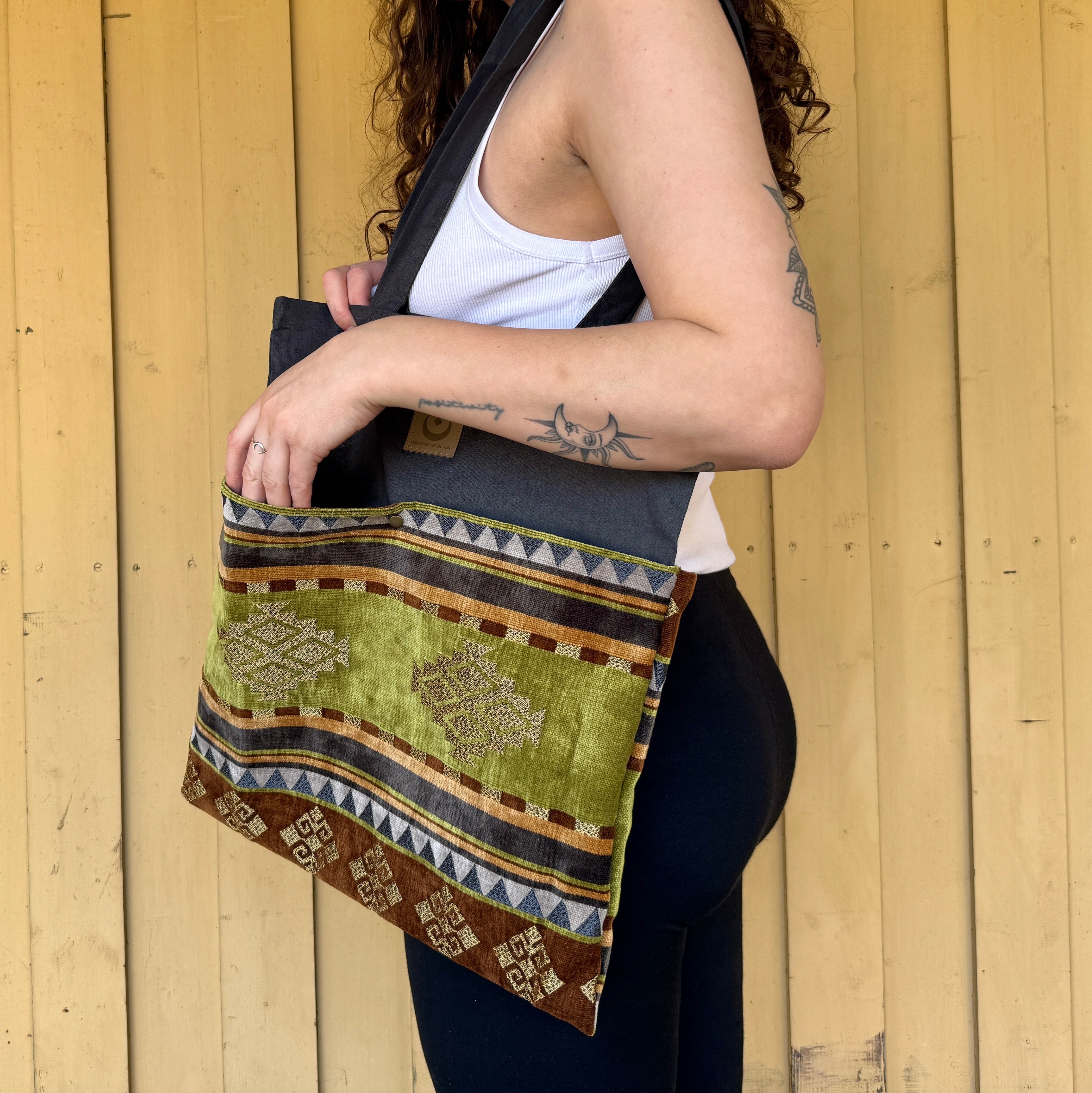 Tragetasche Jutebeutel mit Seitentaschen Boho