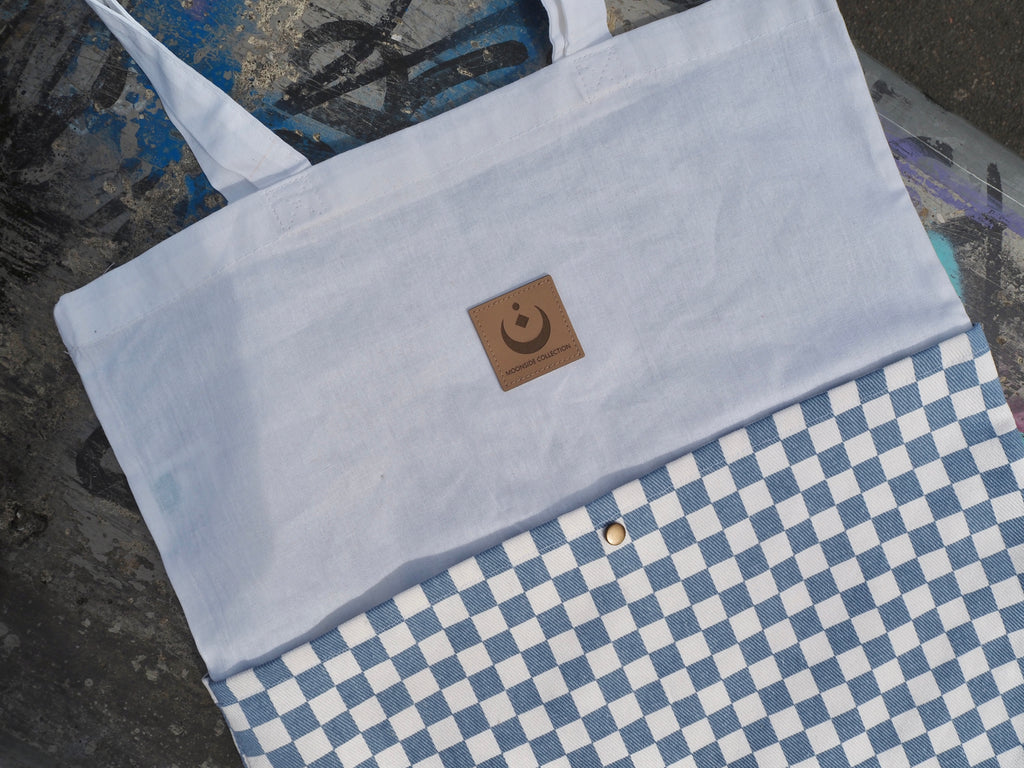 Tragetasche Checker-Muster blau