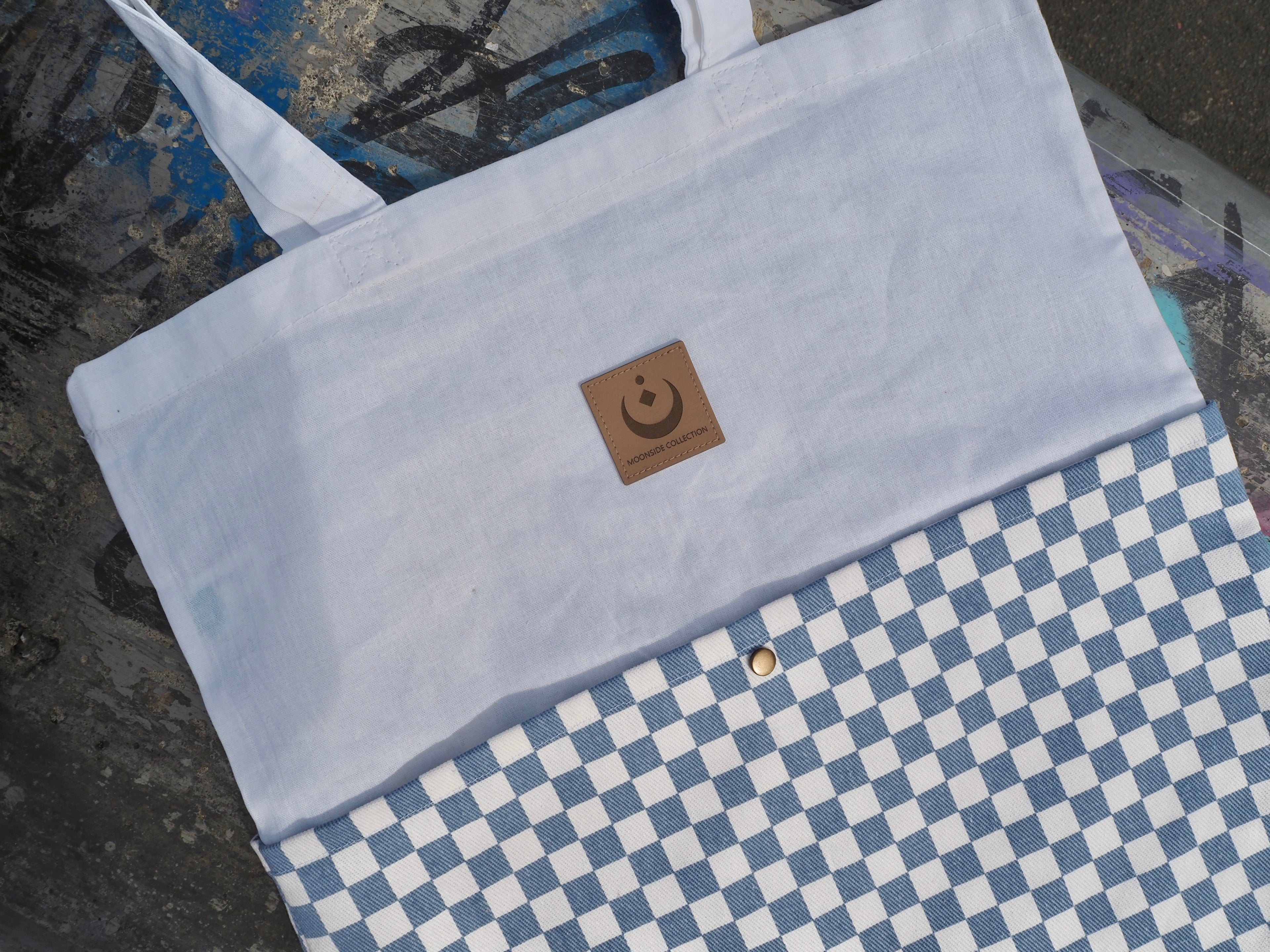 Tragetasche Checker-Muster blau
