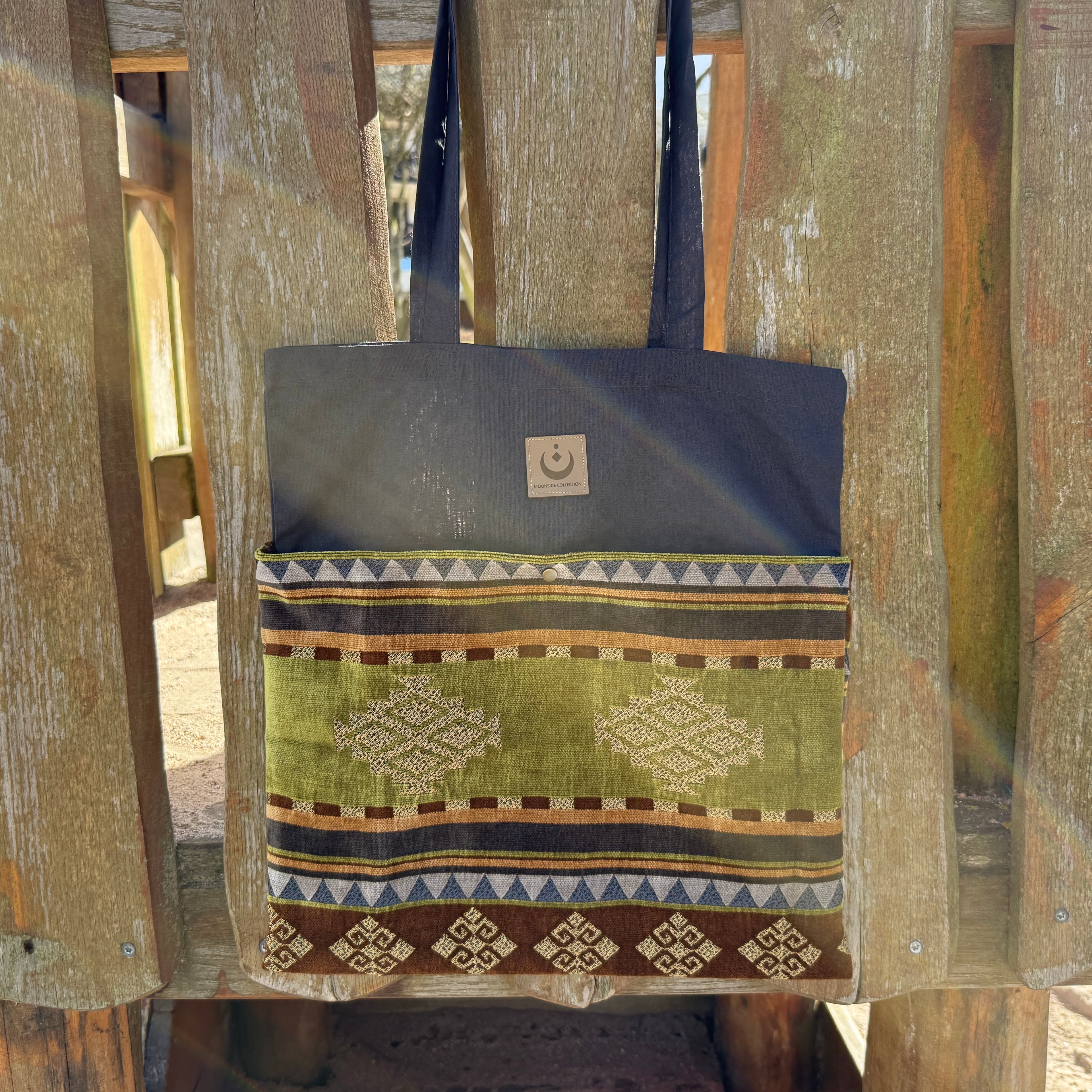 Tragetasche Jutebeutel mit Seitentaschen Boho