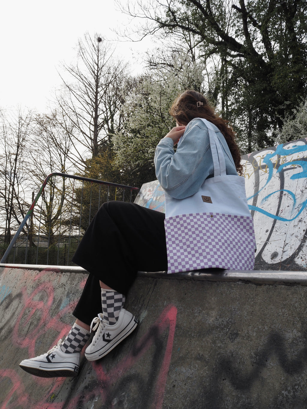 Tragetasche Checker-Muster lila