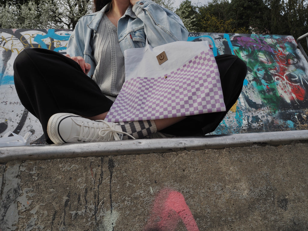 Tragetasche Checker-Muster lila