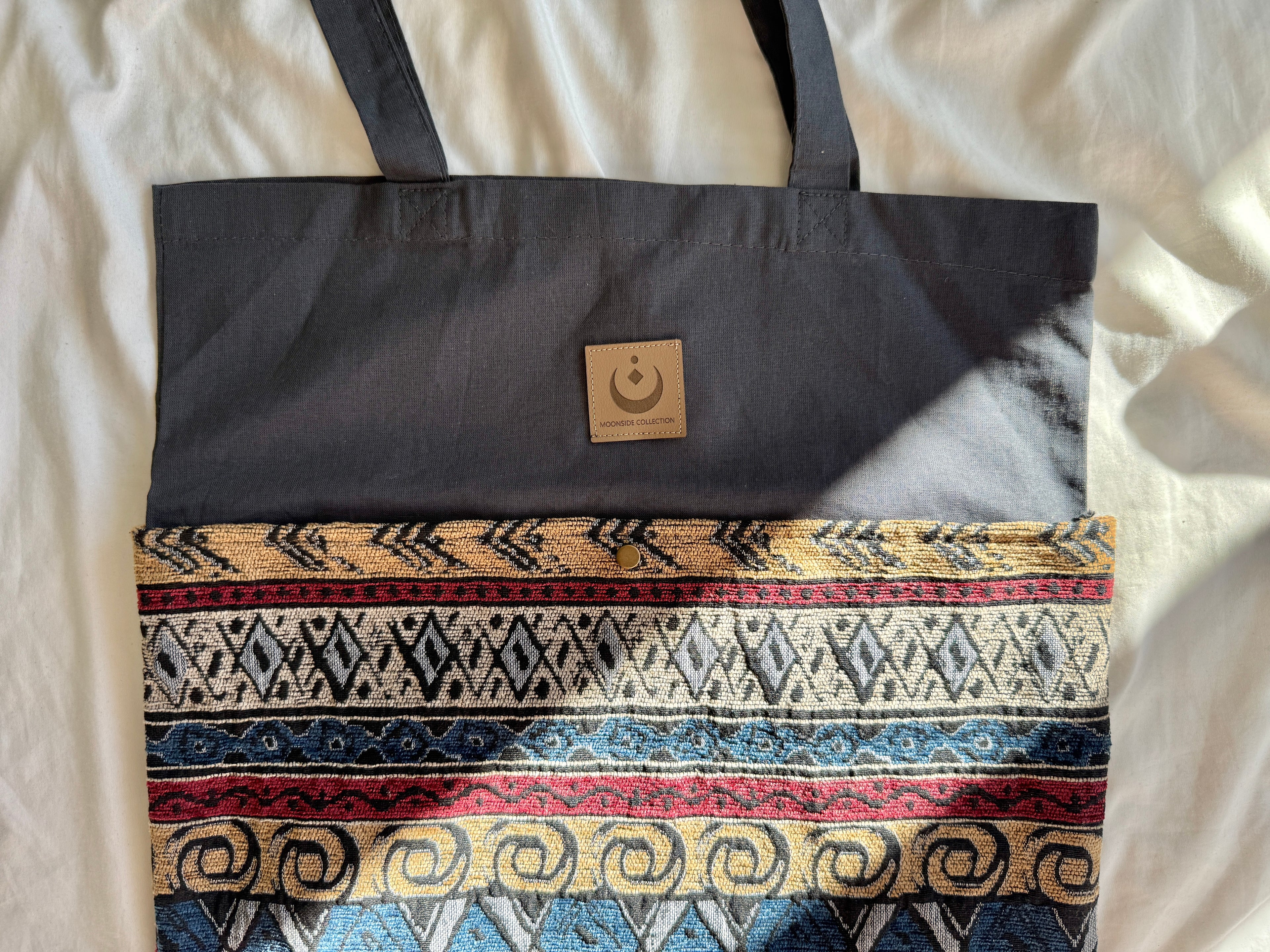 Tragetasche Jutebeutel mit Seitentaschen Boho