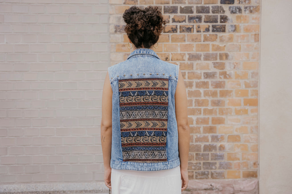 Boho Stoffbesatz auf Rücken von Boho Jeansweste