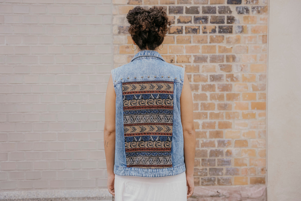 Boho Stoffbesatz auf Rücken von Boho Jeansweste