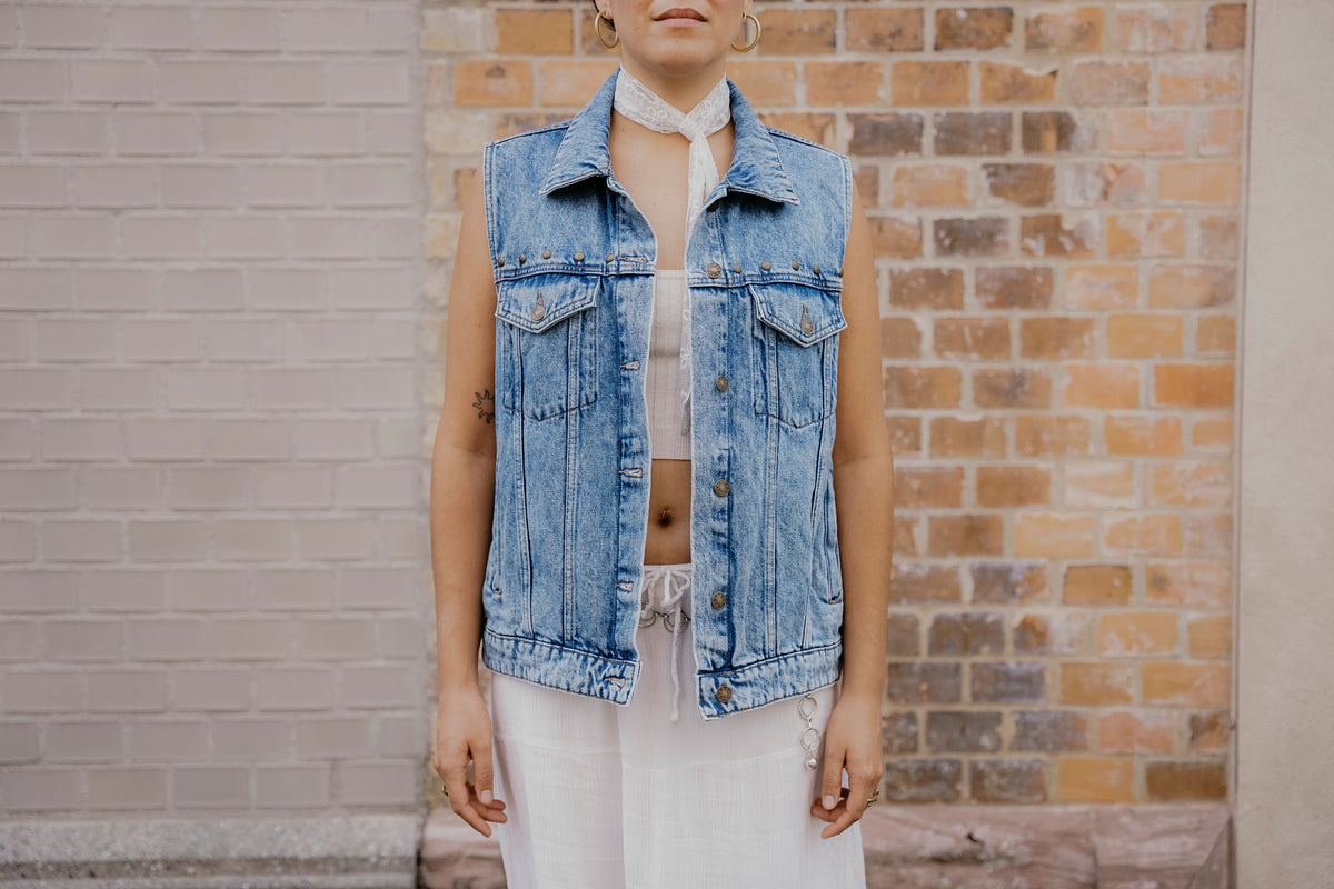 Vintage Upcycling Boho Jeansweste